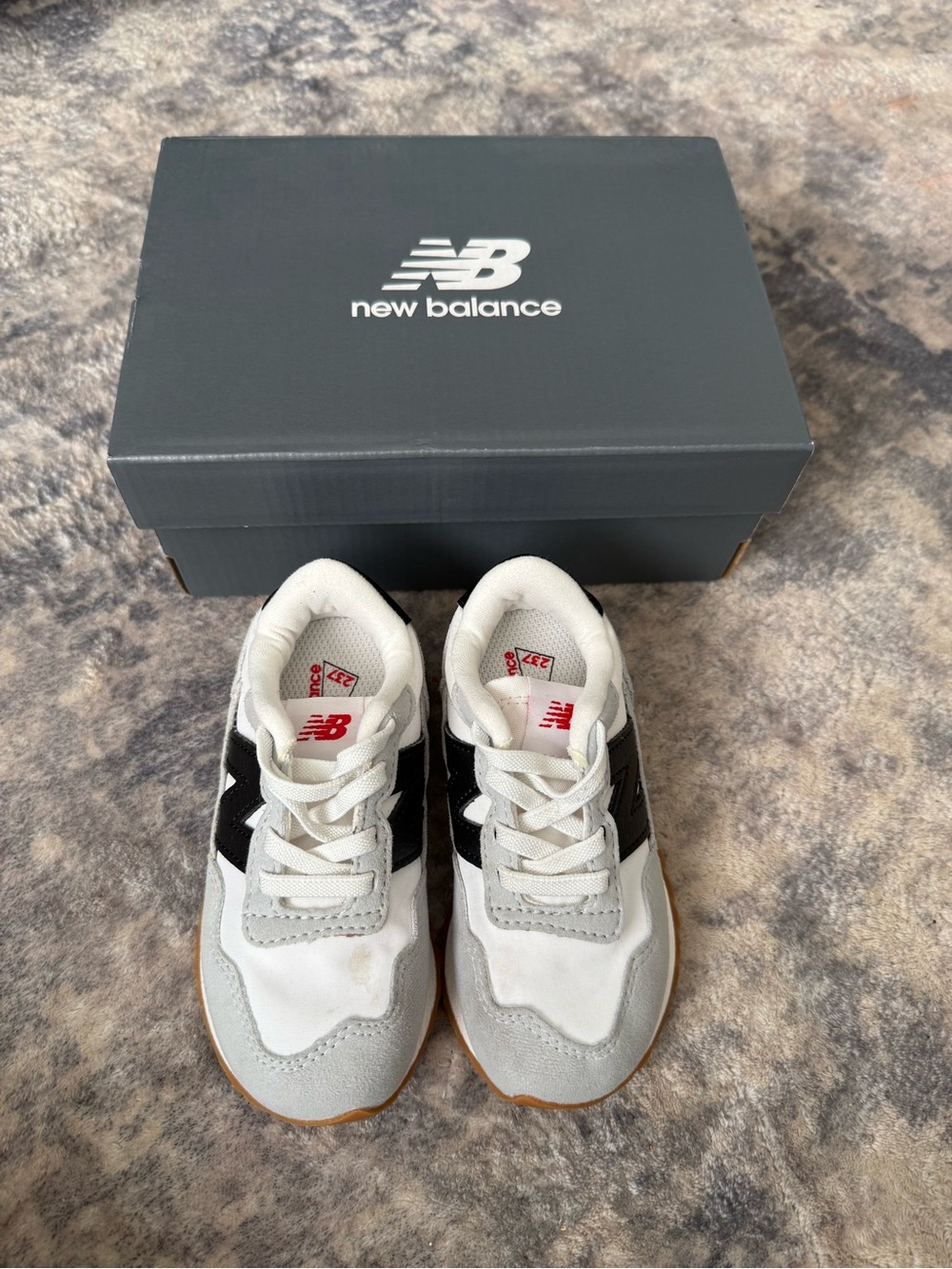 New Balance Kids White Black & Gray Retro Runner Sneakers